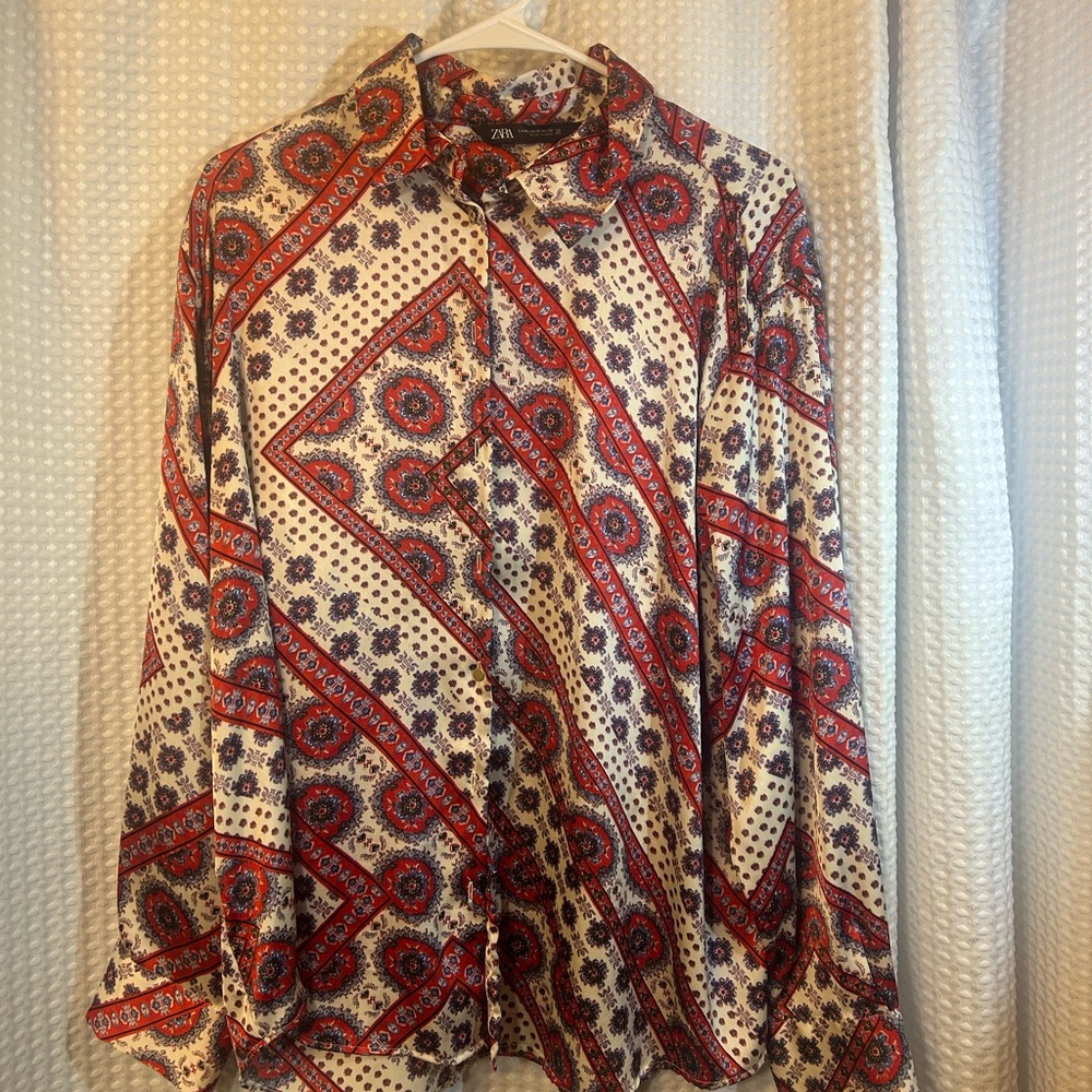 Zara Red and Blue Patterned Shirt